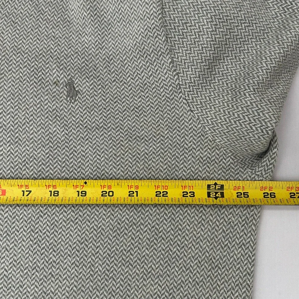Polo Ralph Lauren Sweater Mens XL Gray Herringbone V-Neck Pima Cotton Pony Logo